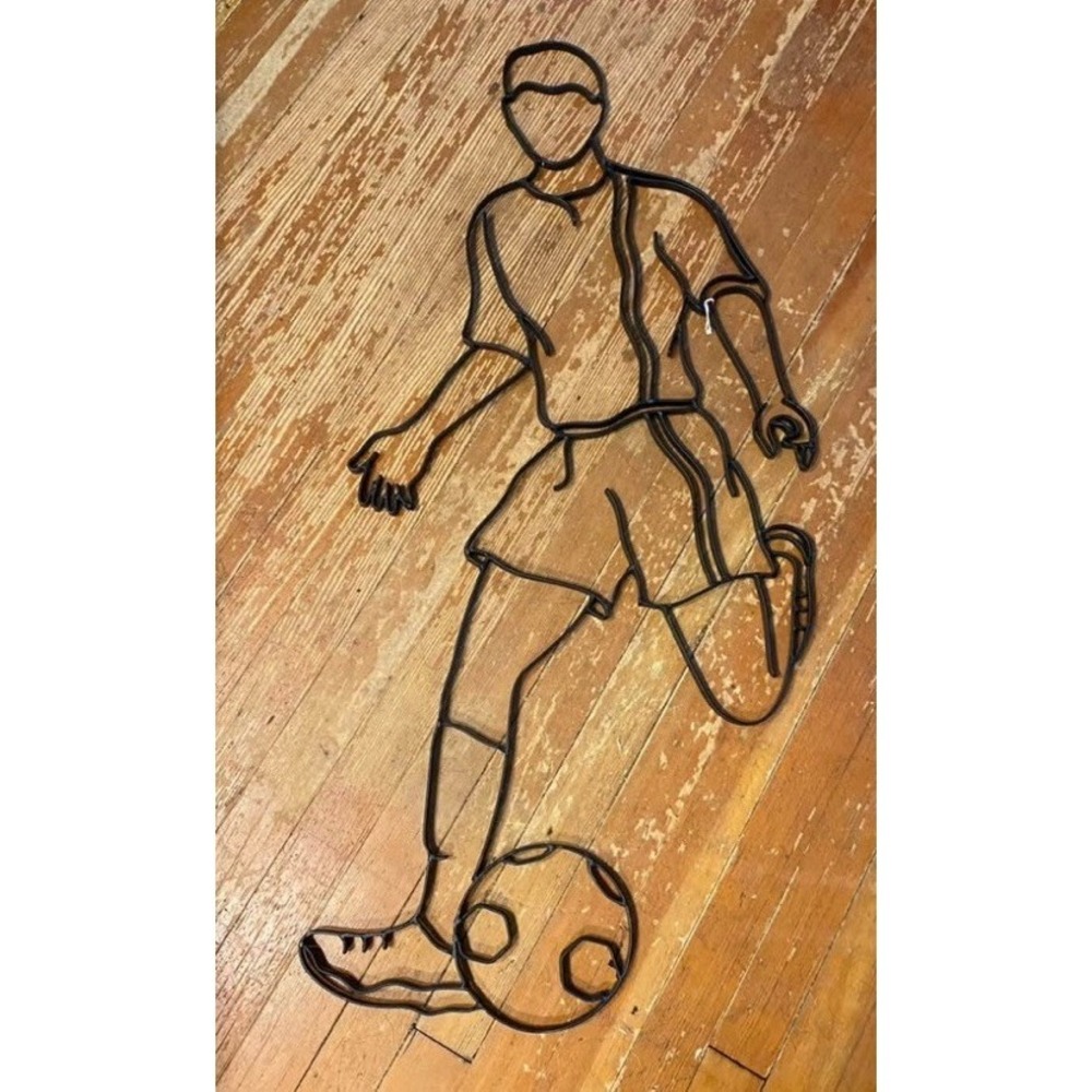 Soccer‎ Player Metal Wall Decore and Sculpture Sports Room Decor Soccer Player